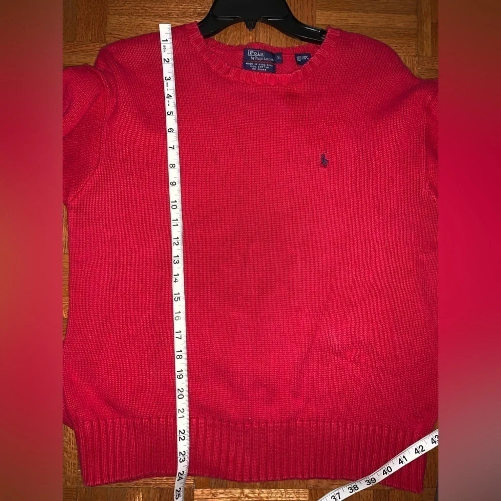 Polo Ralph Lauren Mens XL Crewneck Sweatshirt Red 1990s Pullover y2k